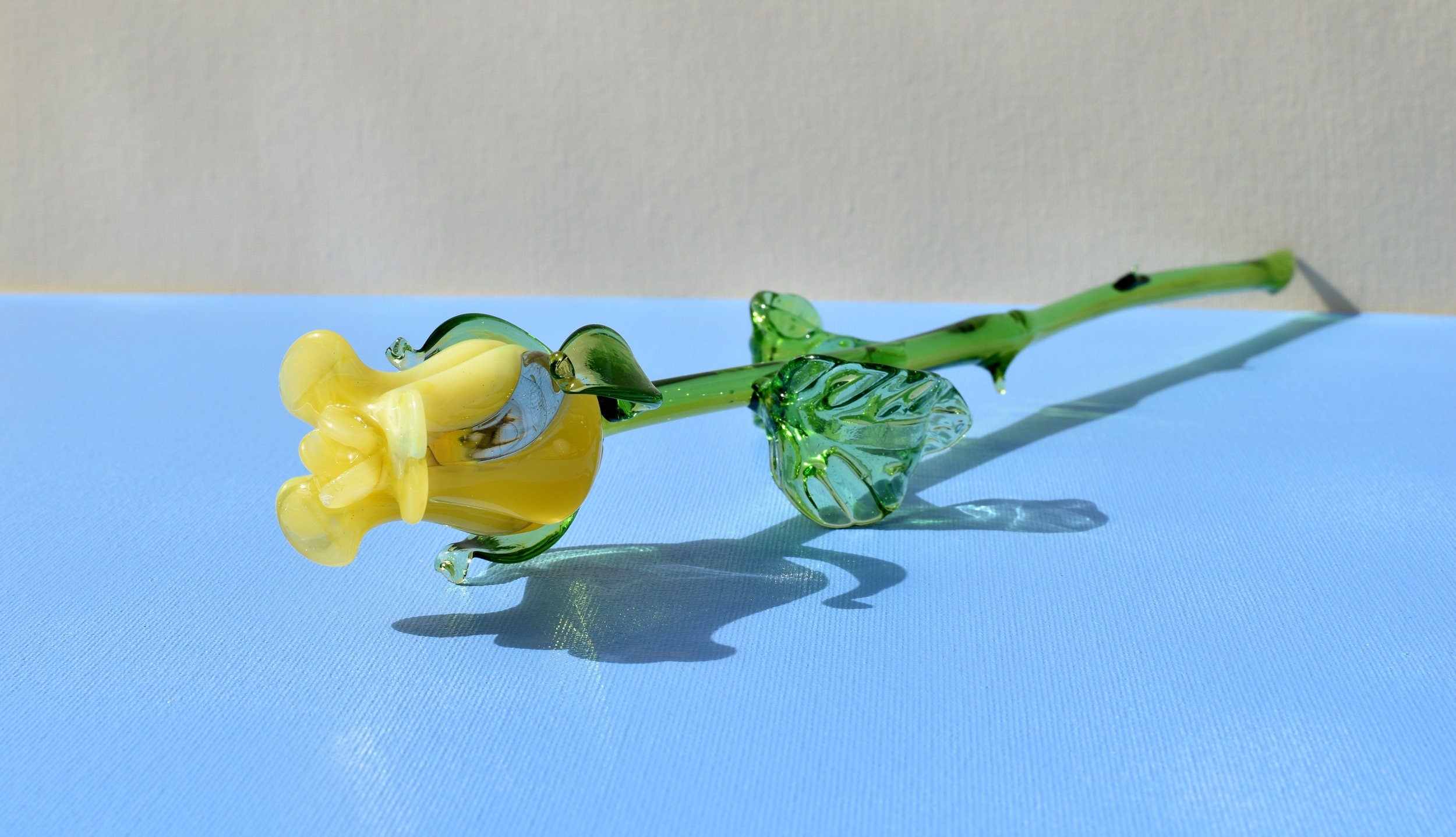 "Sun Spot" Yellow Handblown Glass Rose