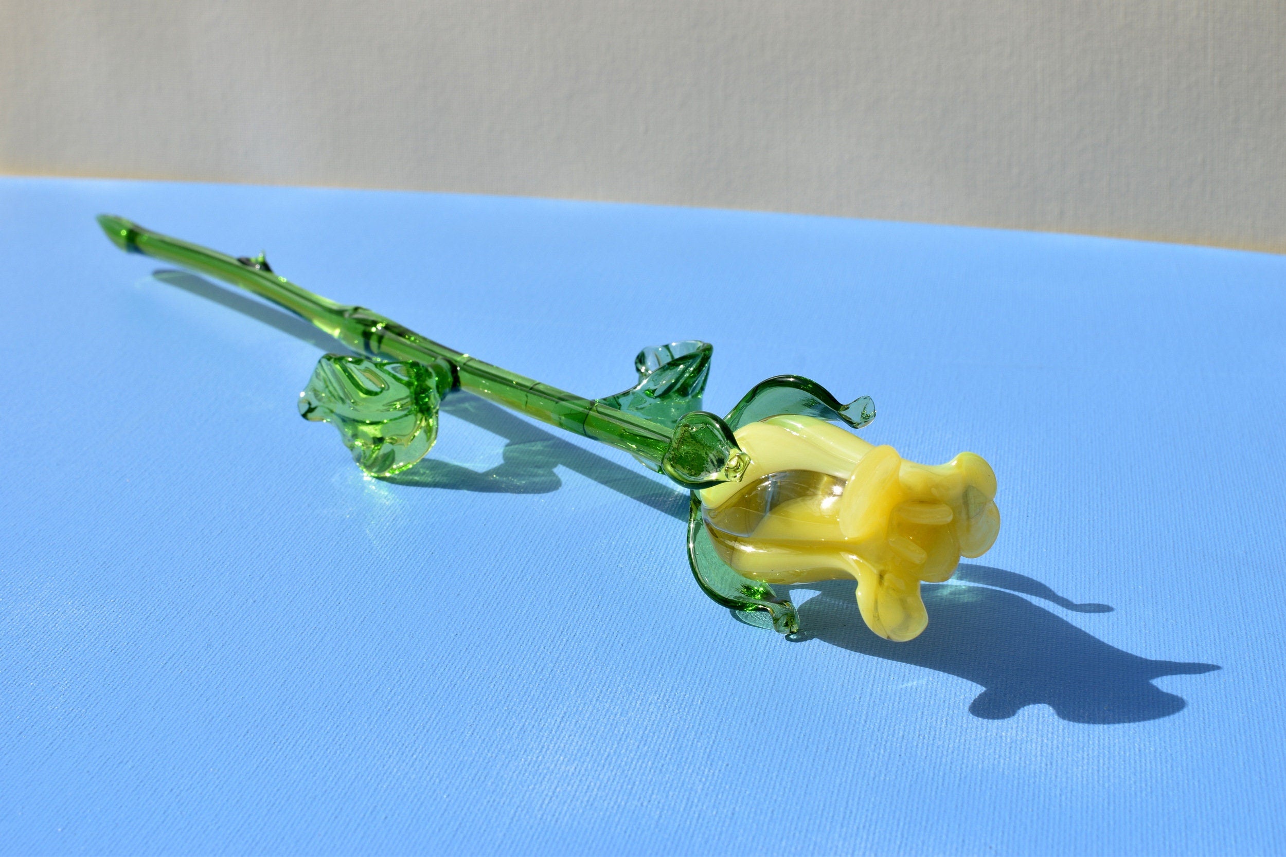 "Sun Spot" Yellow Handblown Glass Rose