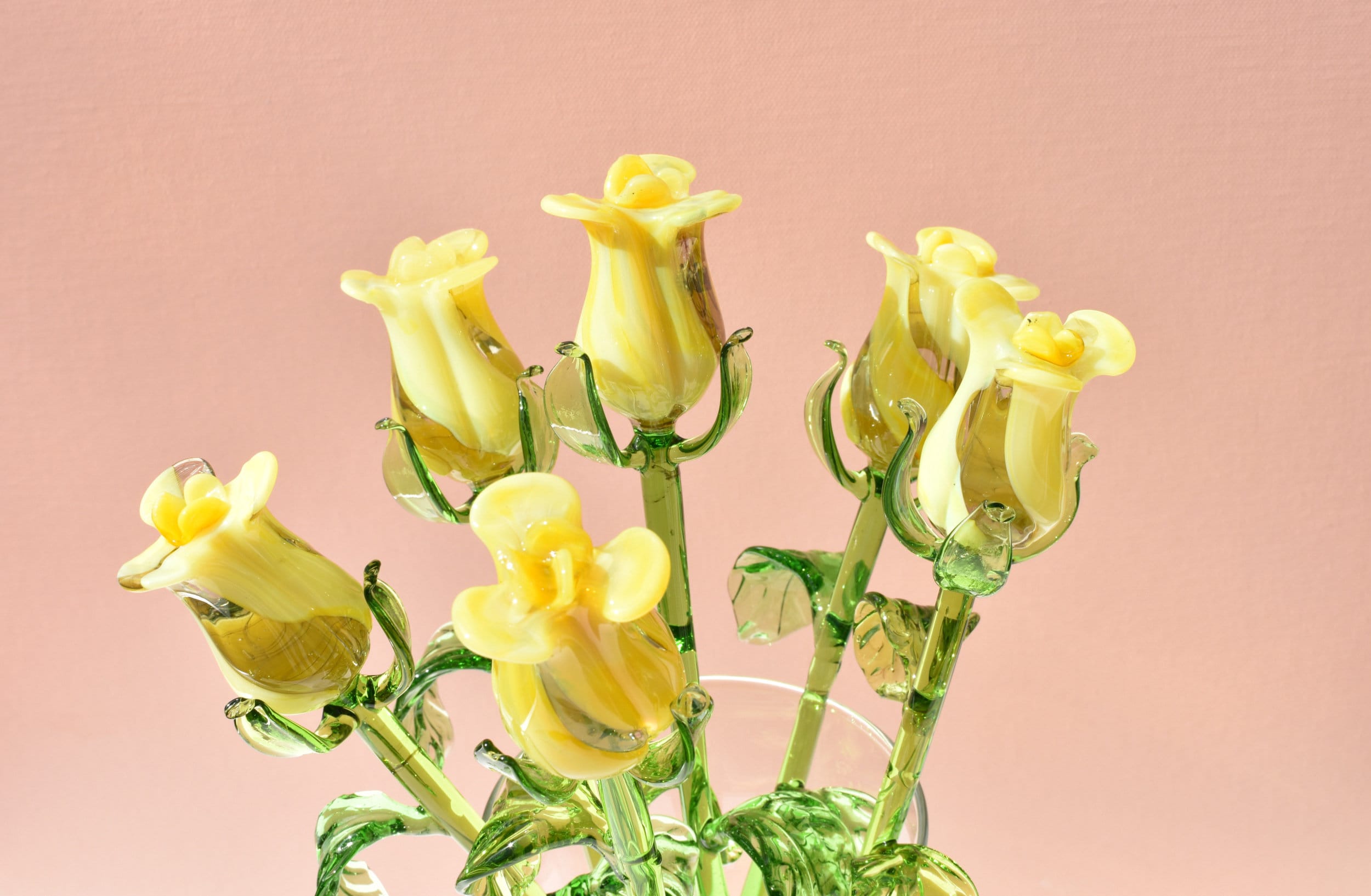 "Sun Spot" Yellow Handblown Glass Rose