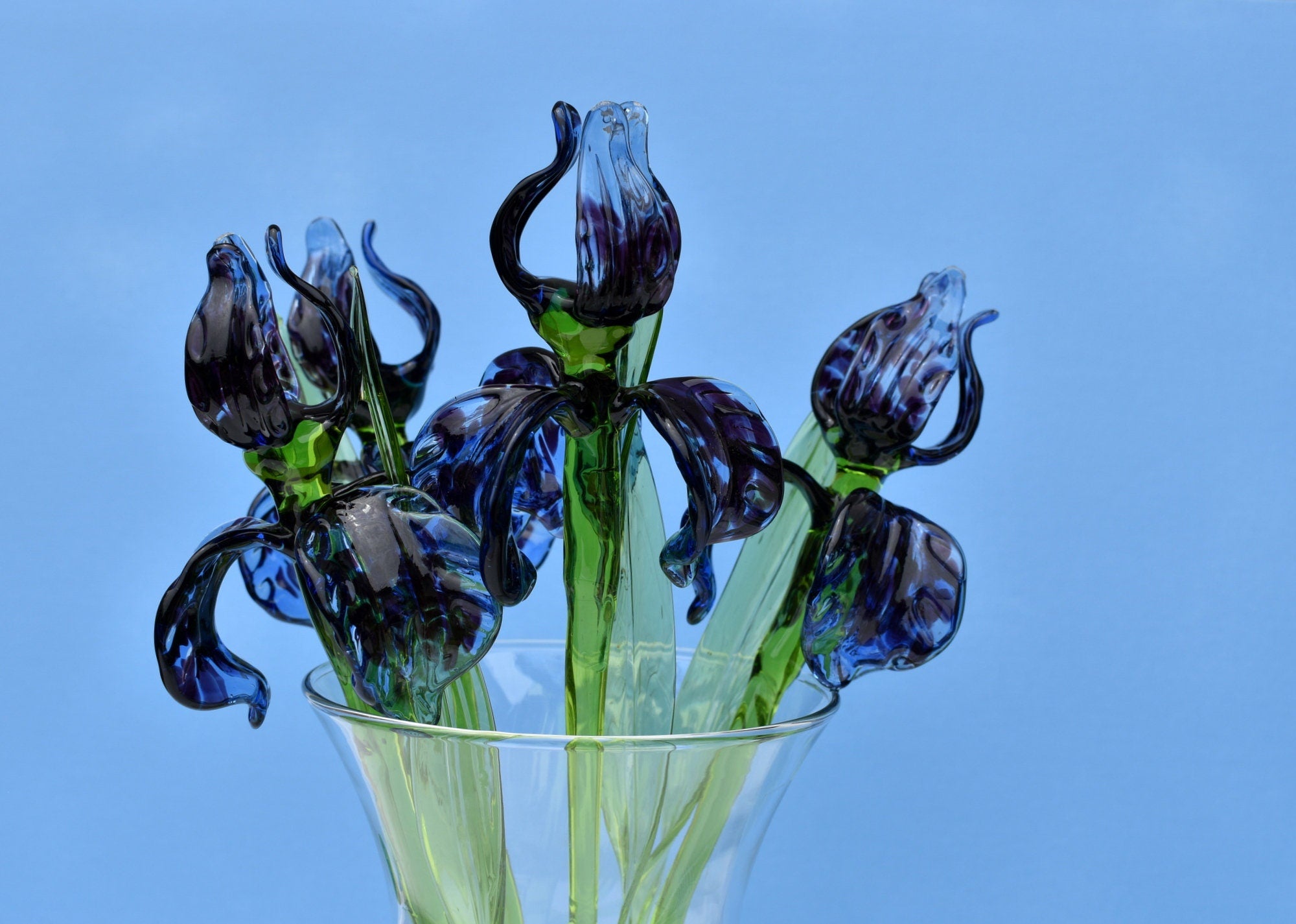 "Veyra" Blue & Black Cheetah Print Iris