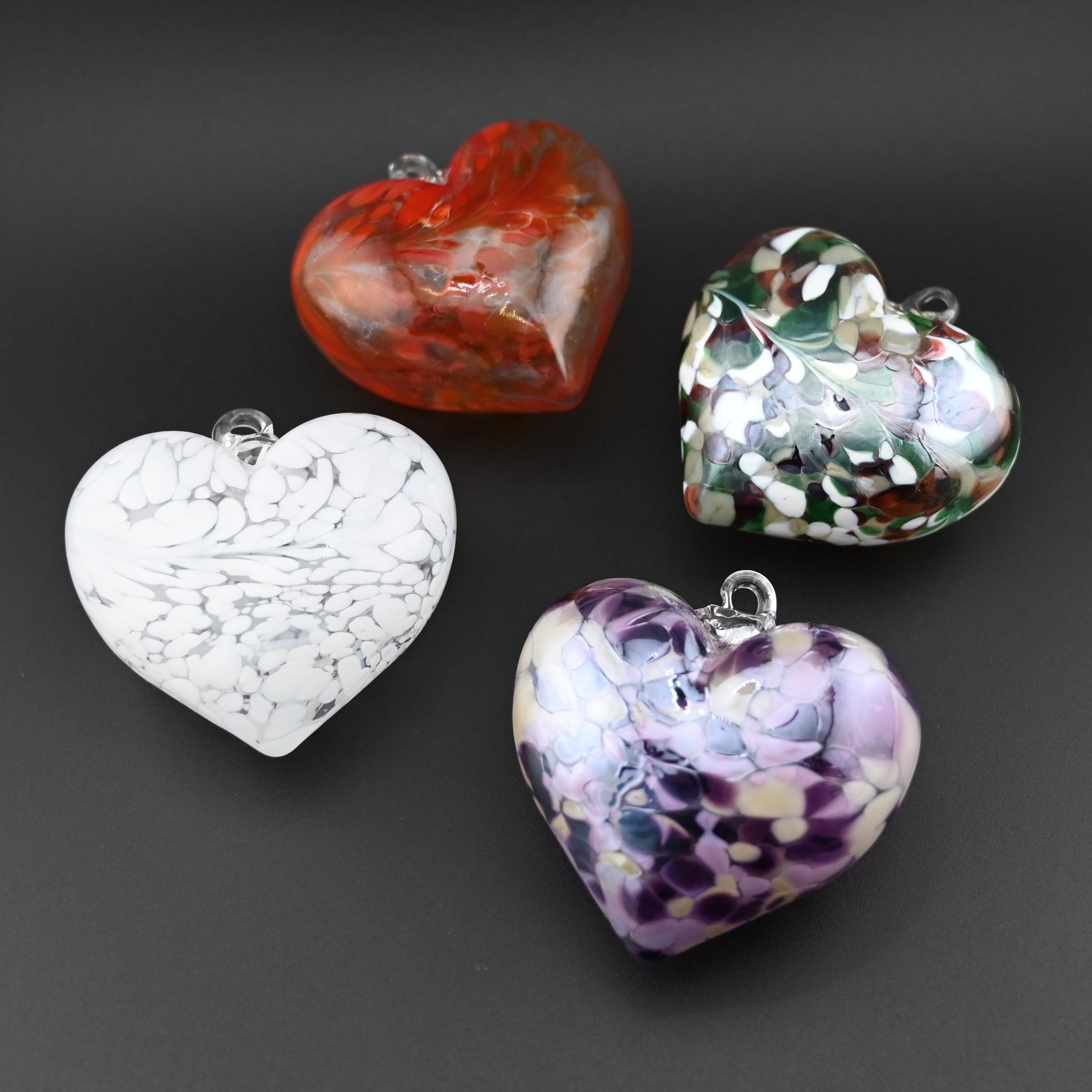 Carpathi Heart Ornament Collection: Hand-Blown Crystal Set of Four