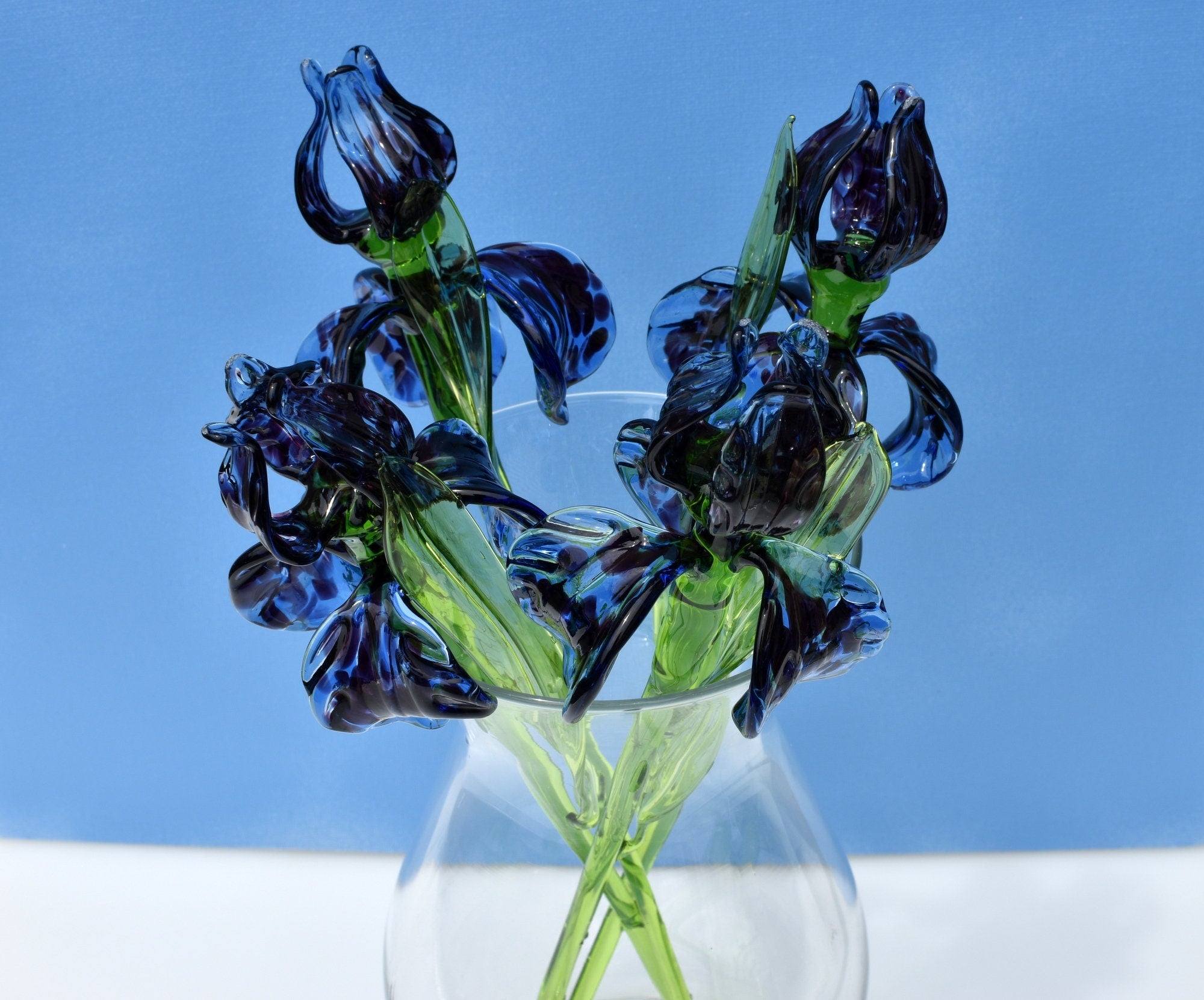 "Veyra" Blue & Black Cheetah Print Iris