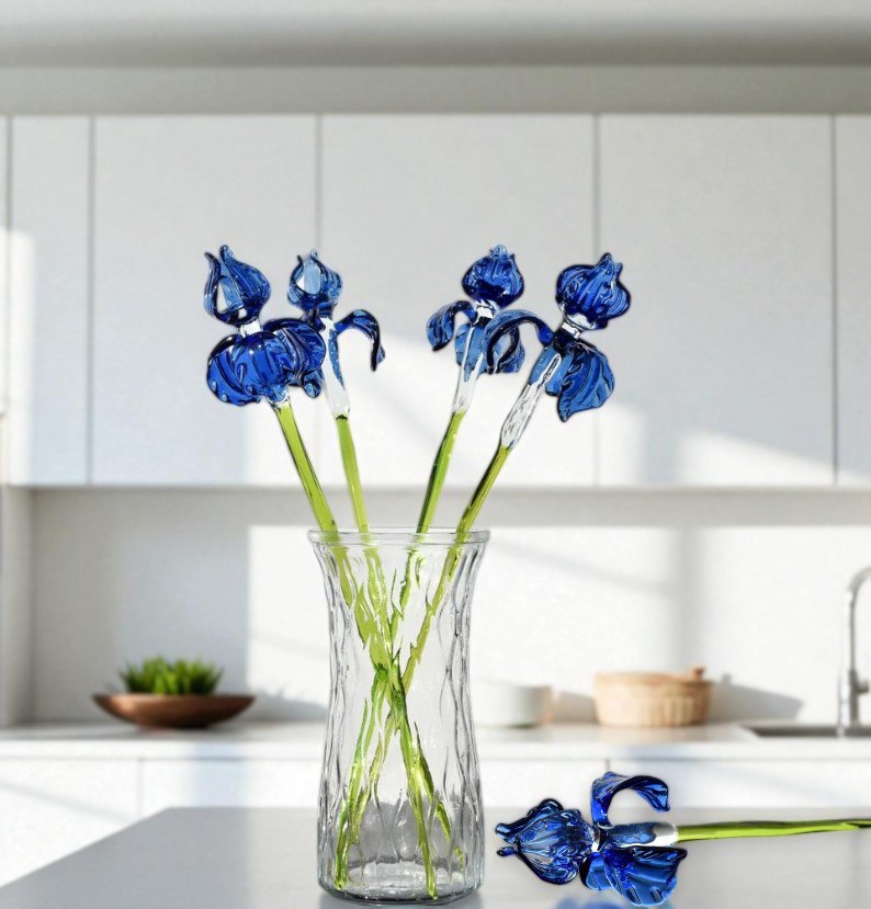 "Serenity" Blue Glass Iris
