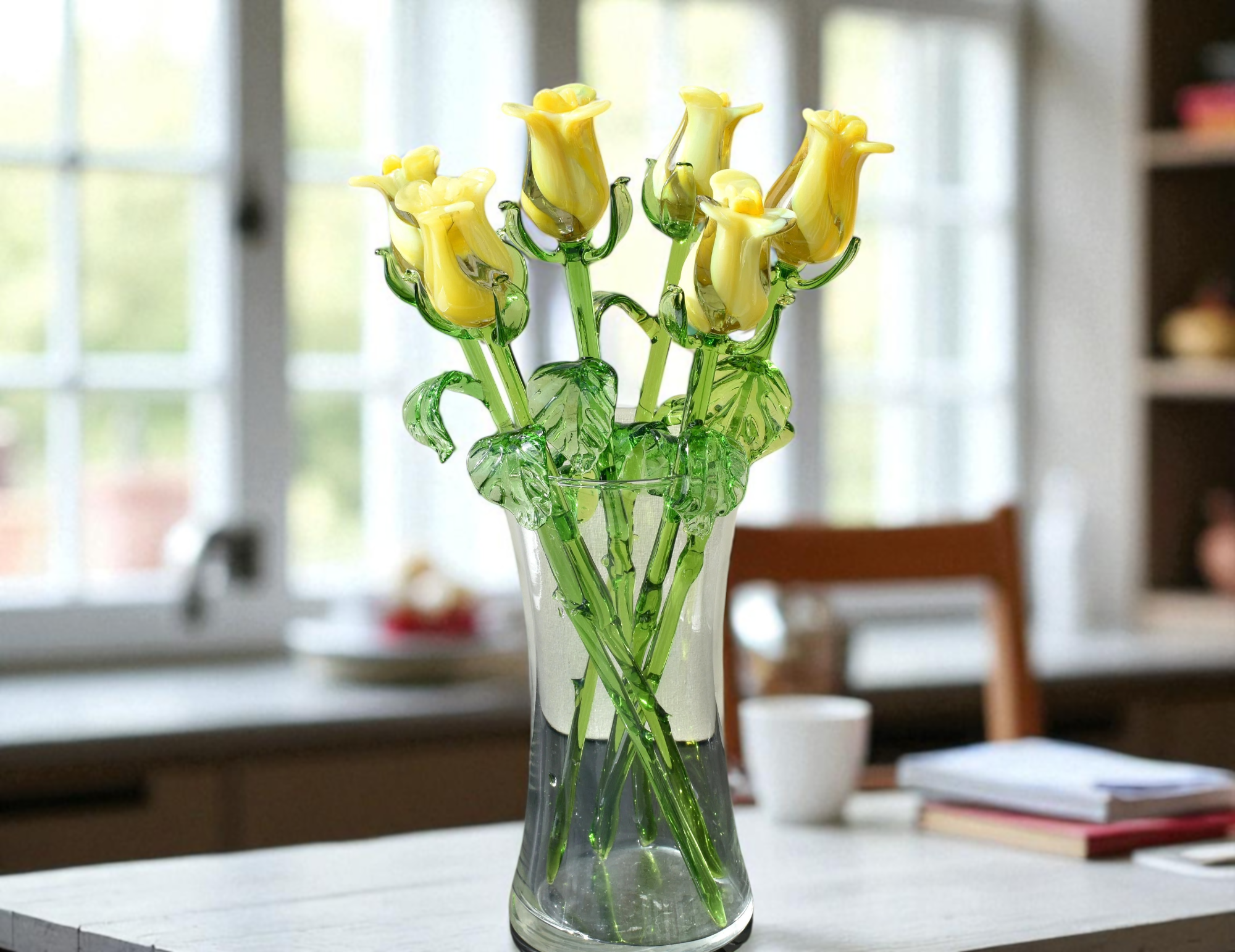 "Sun Spot" Yellow Handblown Glass Rose